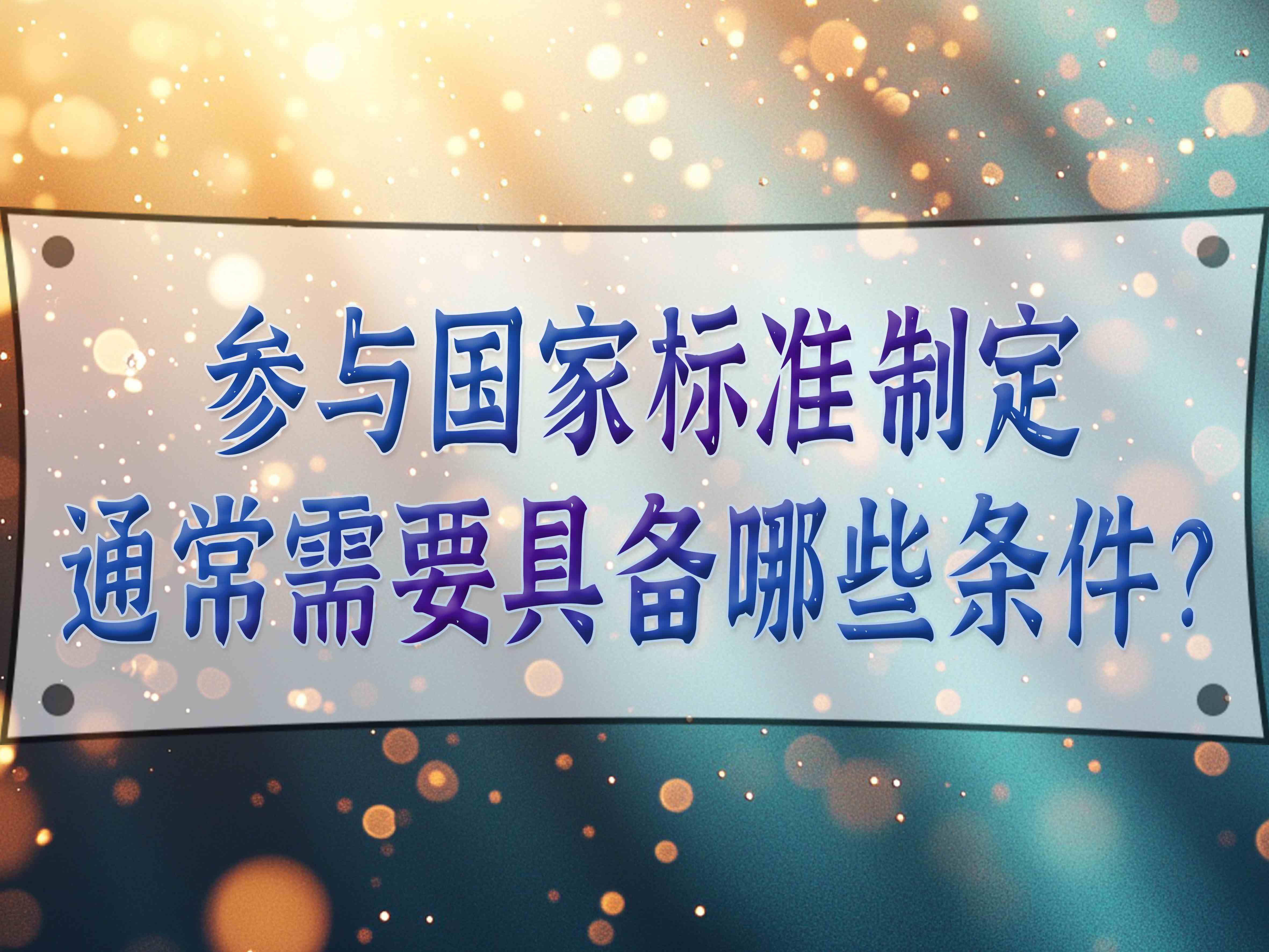 參與國家標準制定通常需要具備哪些條件？